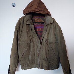 Vintage Bally Suede Leather Lined Bomber Jacket Men's 44/L Made In Italy